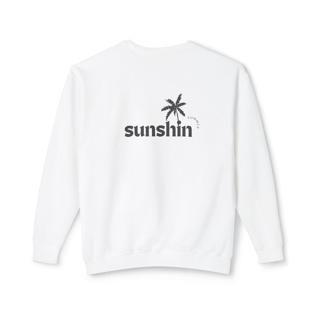 Sunshin Palm Crewneck Sweatshirt — Minimal Tropical Graphic Pullover